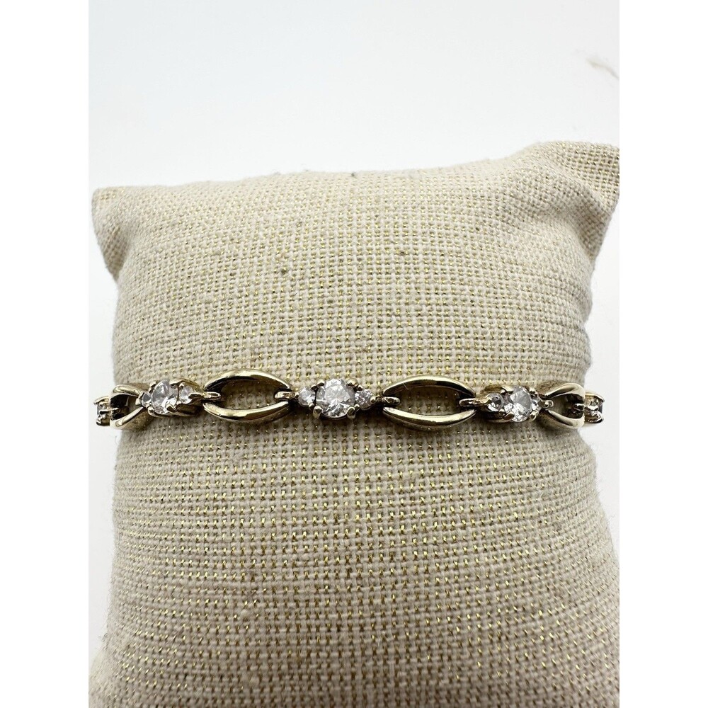 FAS 925 sterling silver 14k gold vermeil tennis bracelet 7.25”